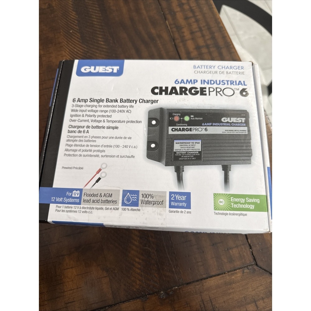 GUEST CHARGE PRO 6 AMP‎ INDUSTRIAL / MARINE/ BATTERY CHARGER 1 BANK 12V ON BOARD